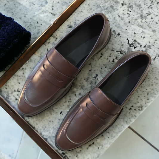 leather penny slip on loafer for men