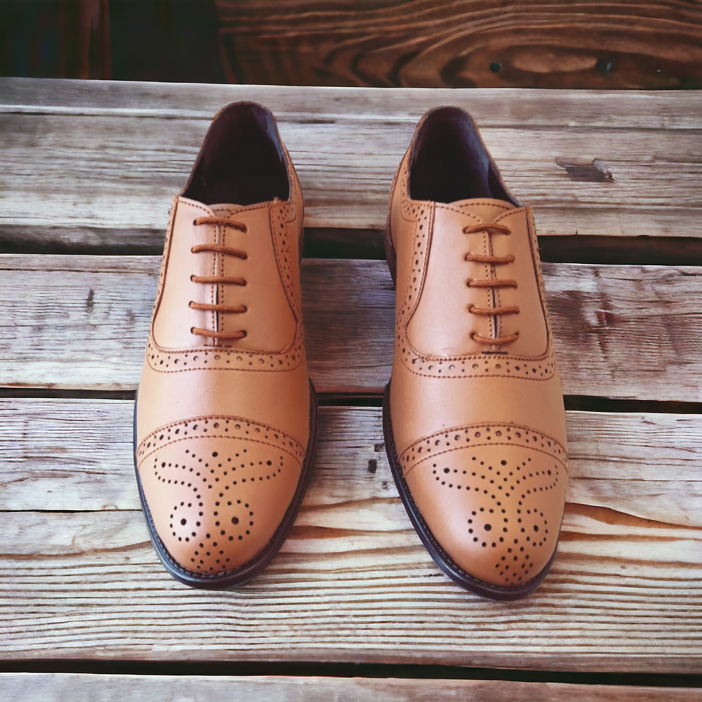 branded tan brogue shoes for men