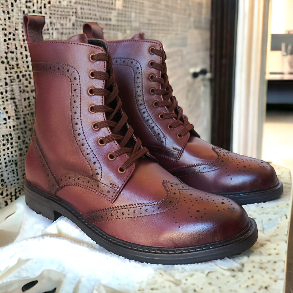 leather brogue boot for mens